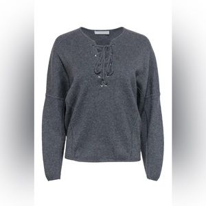 Vince Grey Wool Lace Up Sweater, Size Small